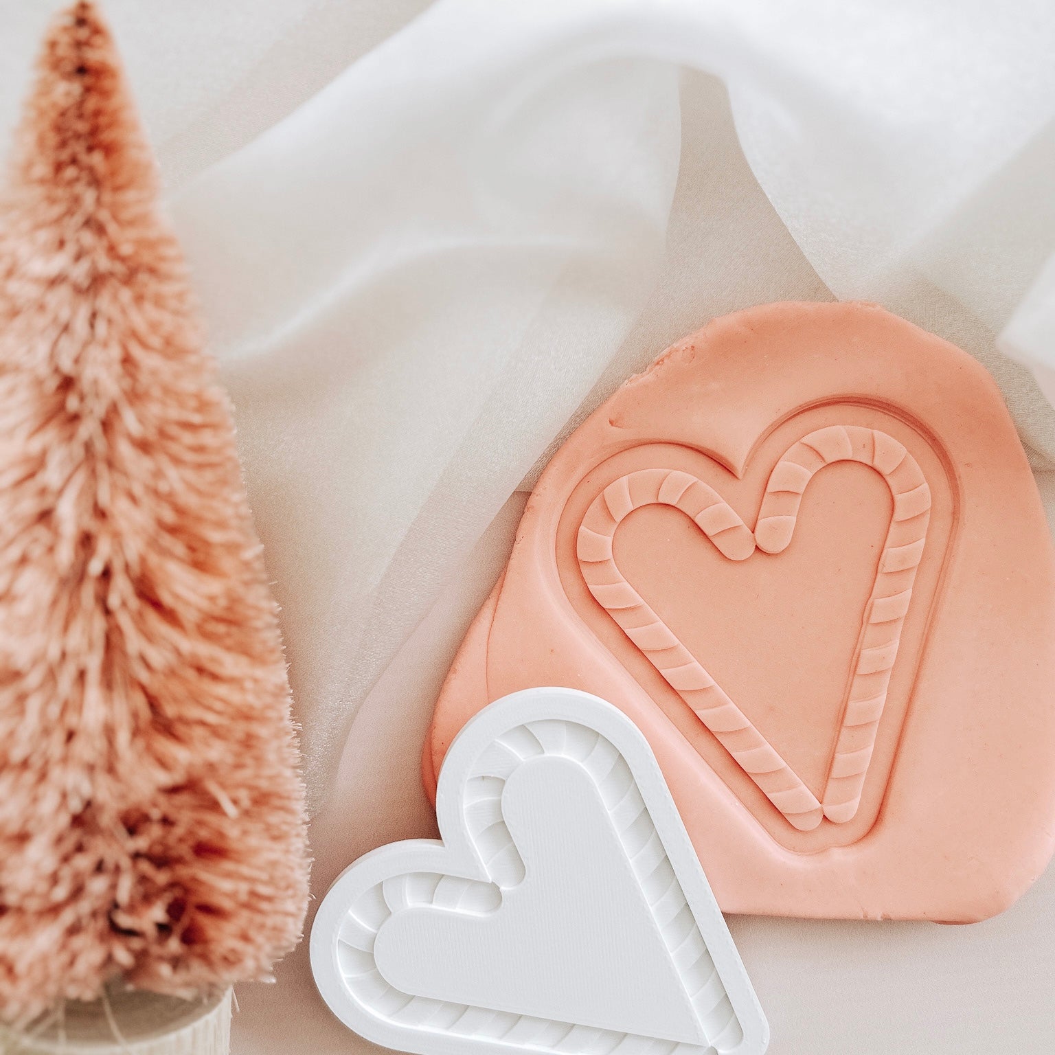 Heart shaped candy canes stamp and cutter