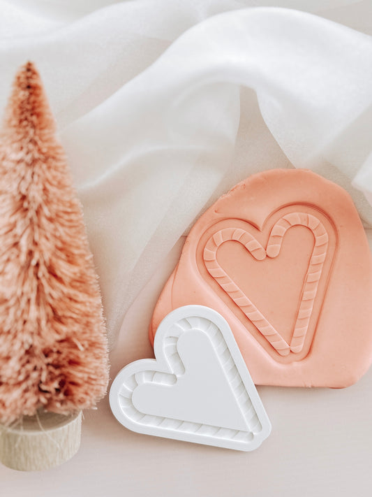 Heart shaped candy canes stamp and cutter