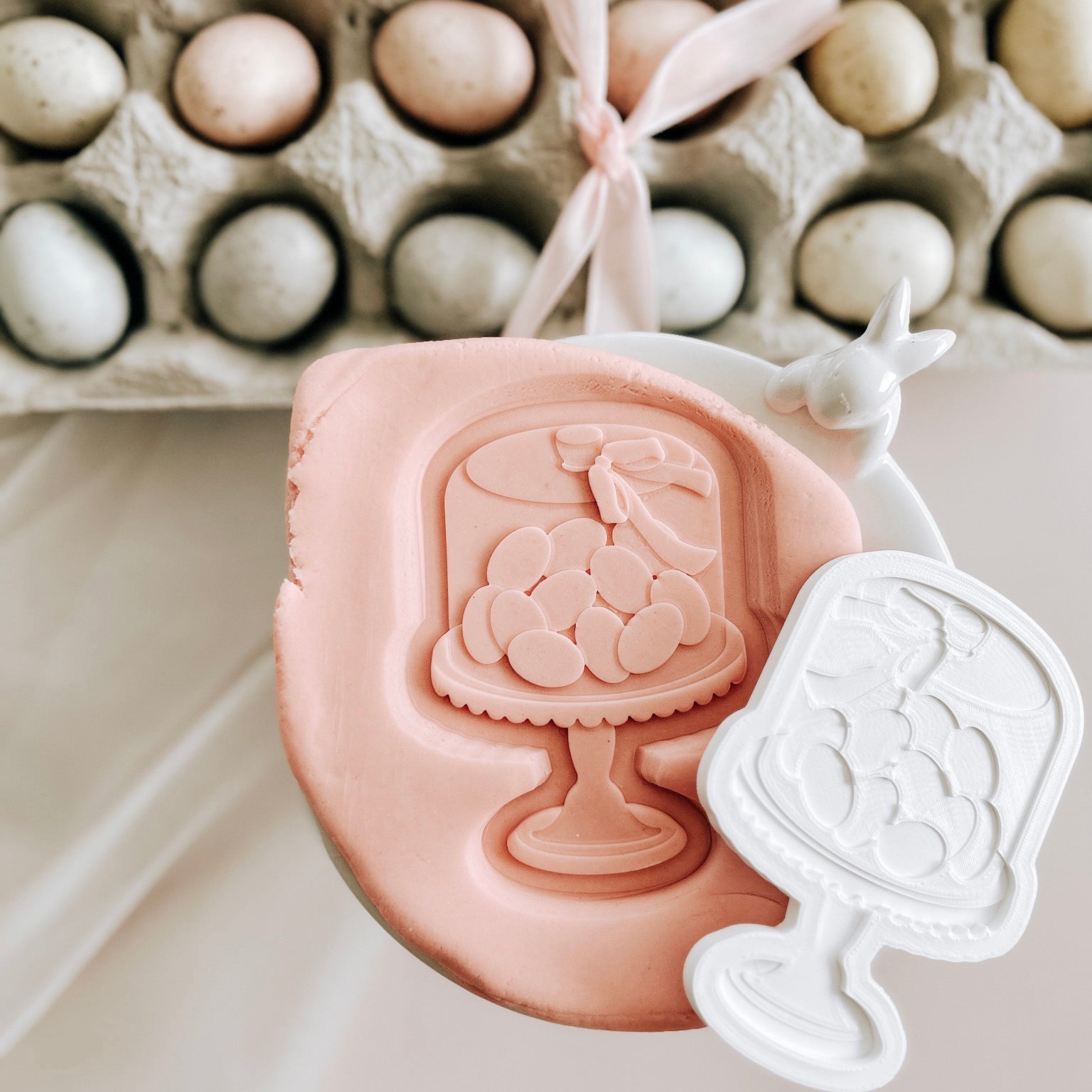 Easter eggs in glass display debosser and cutter
