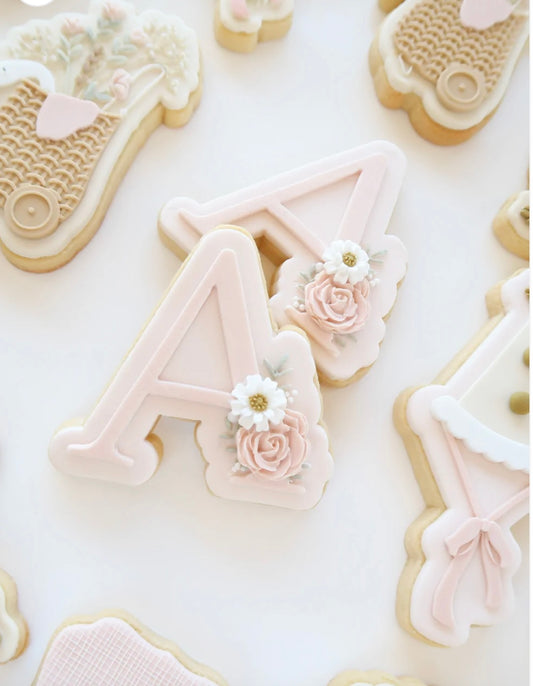 Alphabet set- 26 floral edged letter debossers and cutters