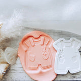 Baby overalls with rabbit in pocket debosser and cutter