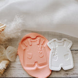 Baby overalls with rabbit in pocket debosser and cutter