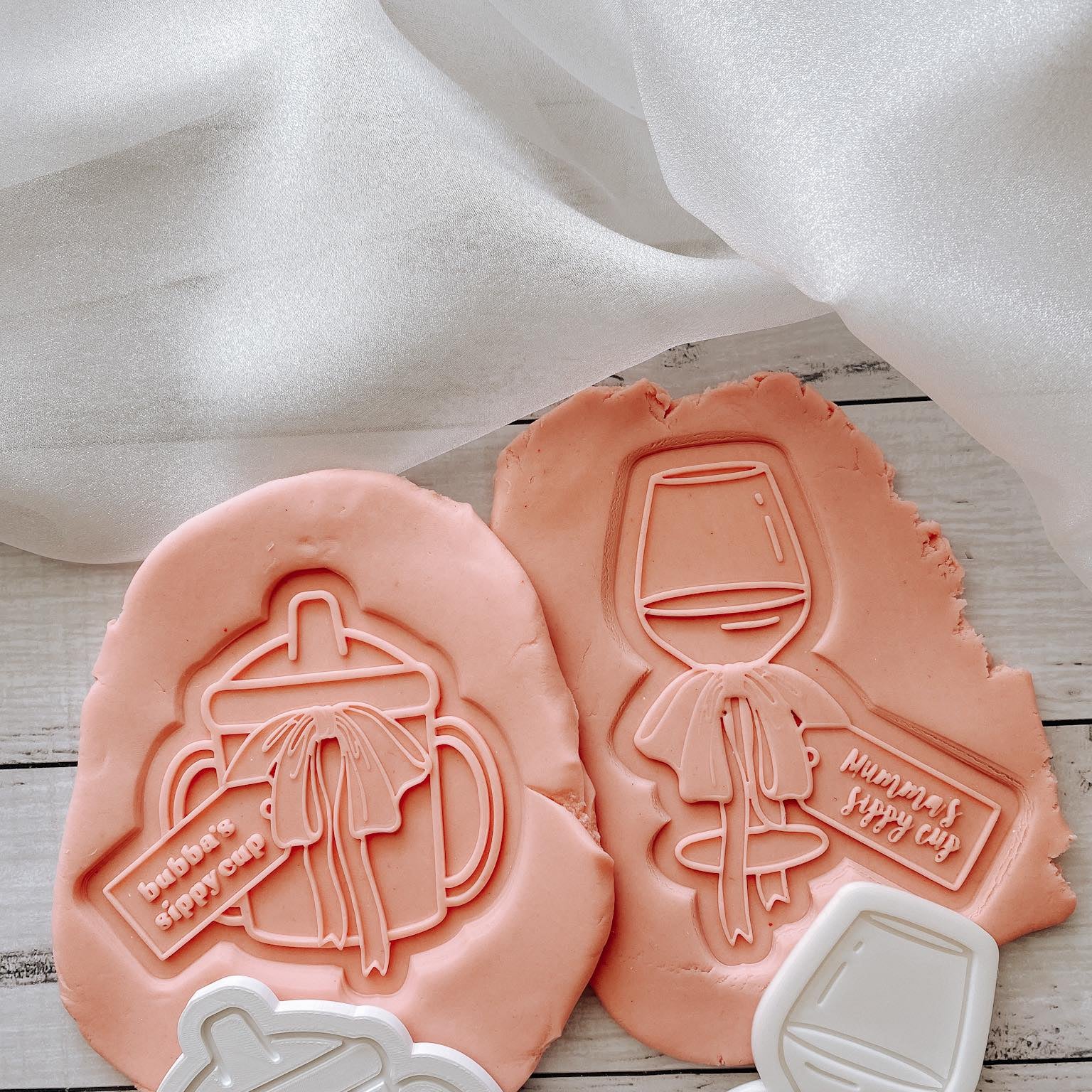Pair of Sippy Cups debossers and cutters