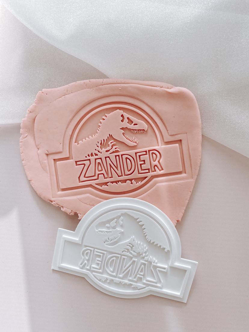 Dino personalised name stamp and cutter