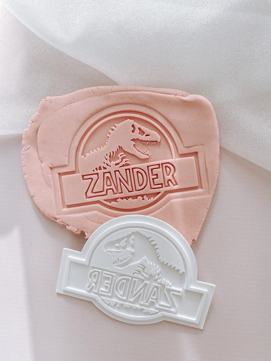 Dino personalised name stamp and cutter
