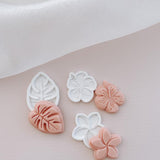 Hibiscus, monstera leaf and frangipani mini set of 3 stamps and cutters