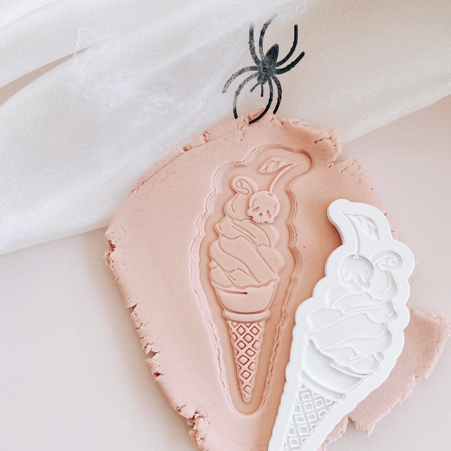 Skull cherry soft serve ice cream debosser and cutter