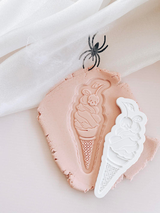 Skull cherry soft serve ice cream debosser and cutter