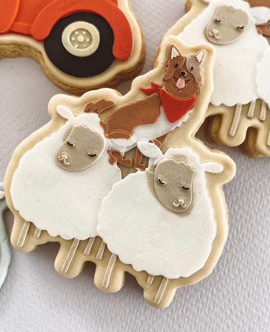 Working dog and sheep farm theme stack debosser and cutter