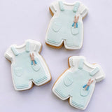 Baby overalls with rabbit in pocket debosser and cutter