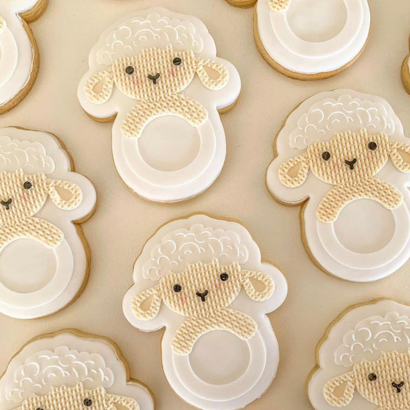 Sheep knitted rattle debosser and cutter