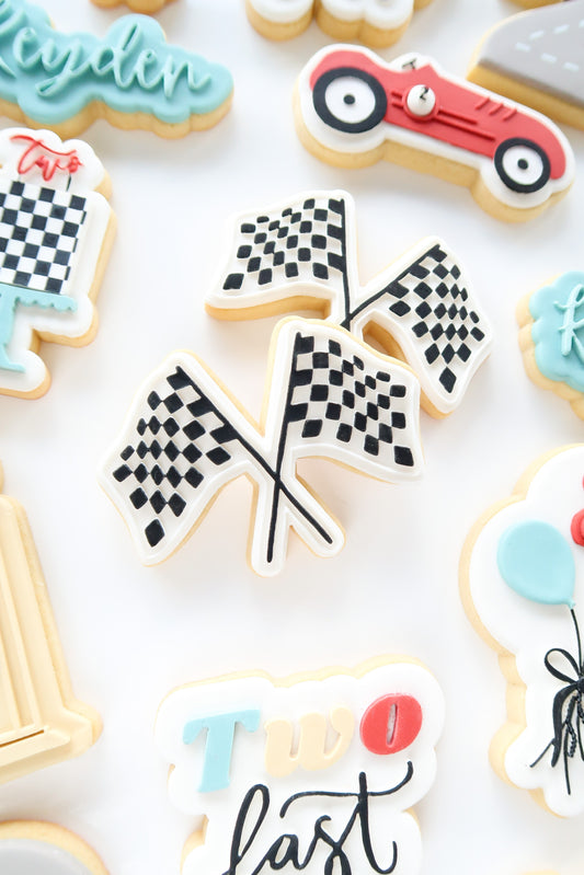 Racing Checkered flags cookie stamp and cutter