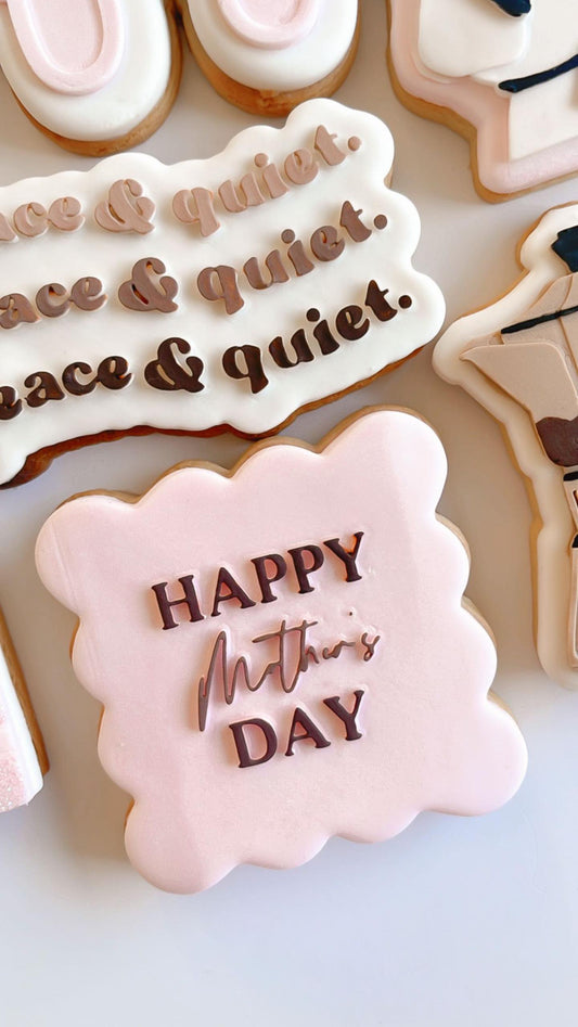 Happy Mother’s Day font debosser plate on rectangular base