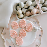 Wavy mini eggs set of 3 and cutter (18 different phrases)
