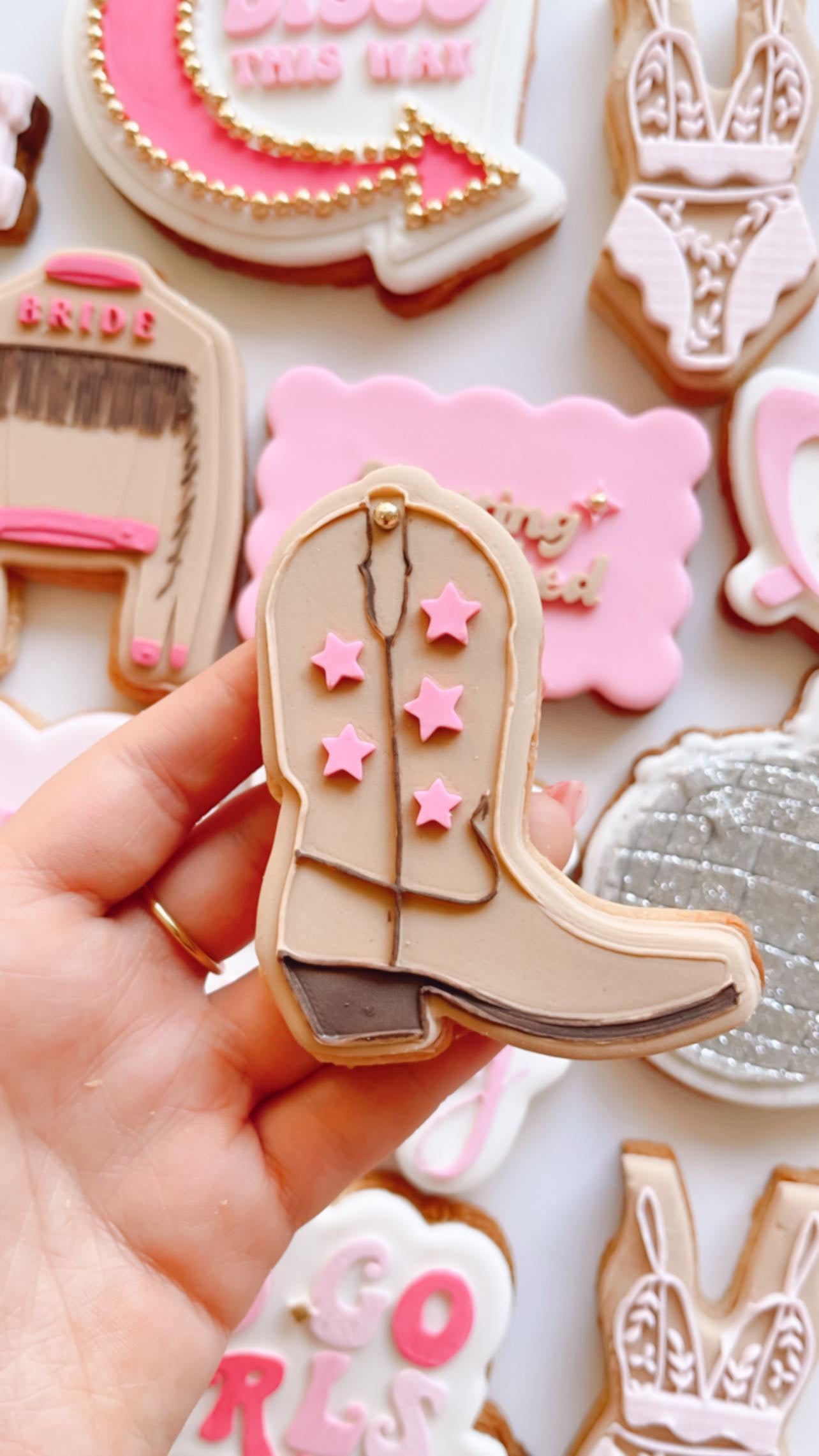 Cowgirl boot pop cookie stamp and cutter