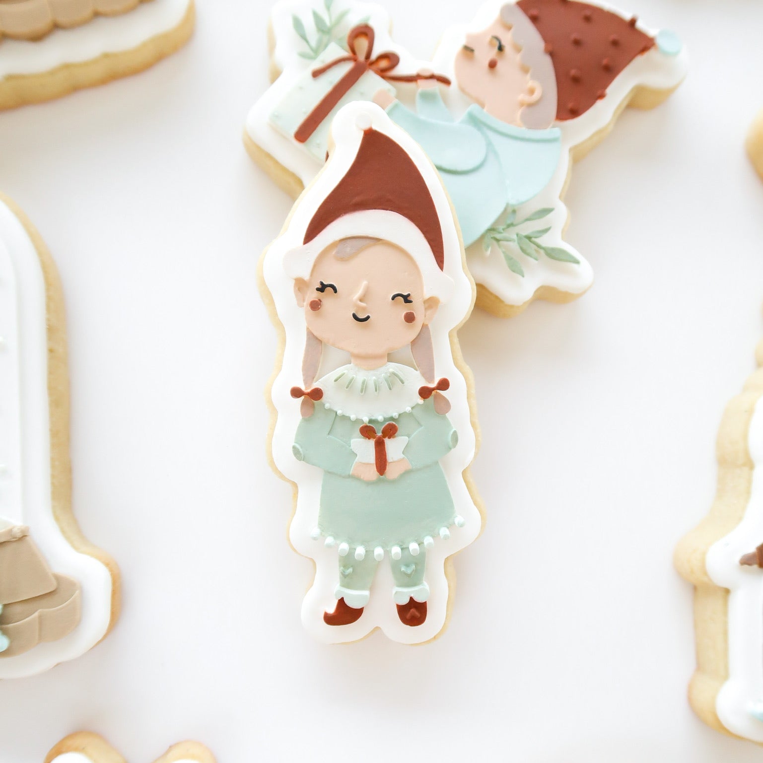 Scandi Christmas- little girl with gift stamp and cutter