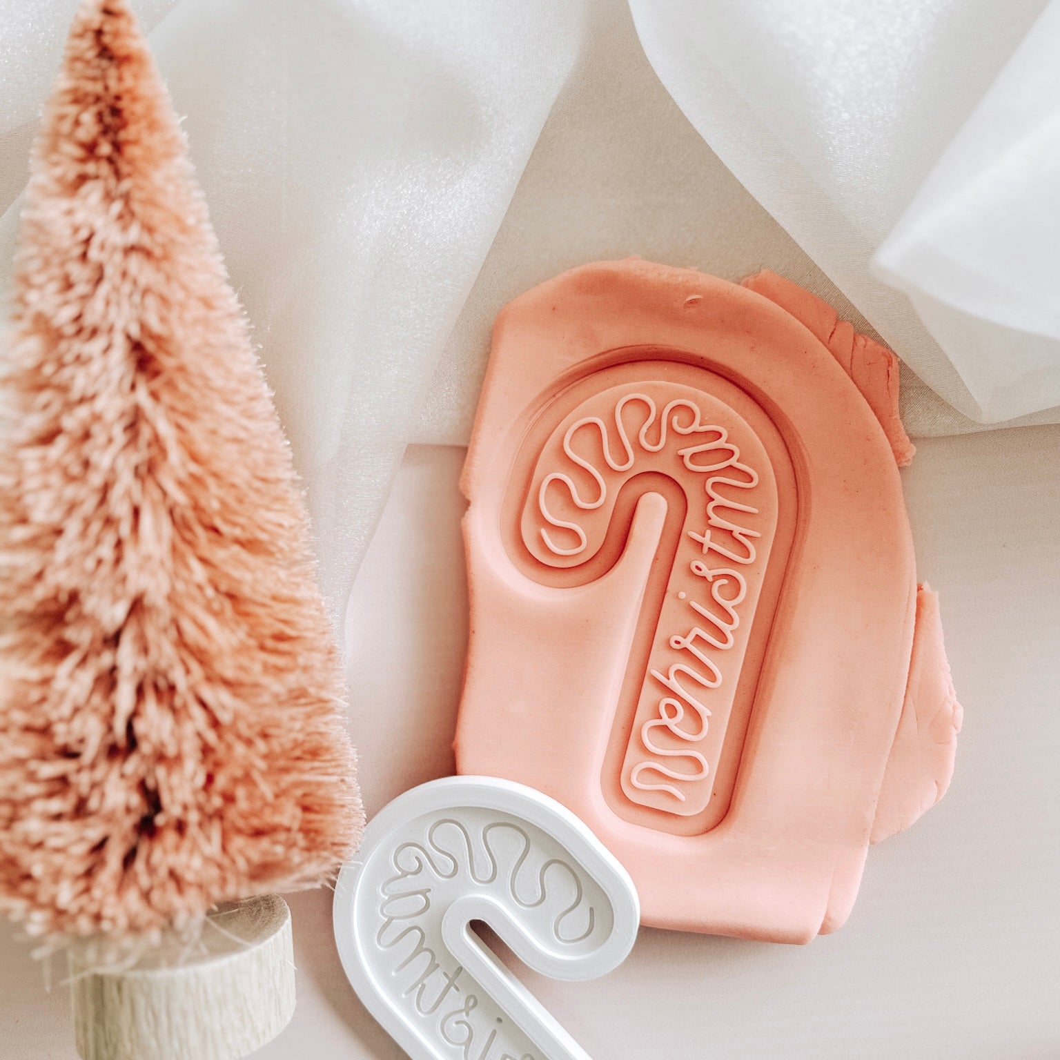 Cursive “Christmas” candy cane stamp and cutter