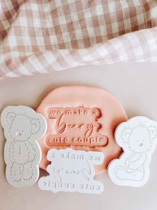 We make a beary cute couple font debosser and cutter