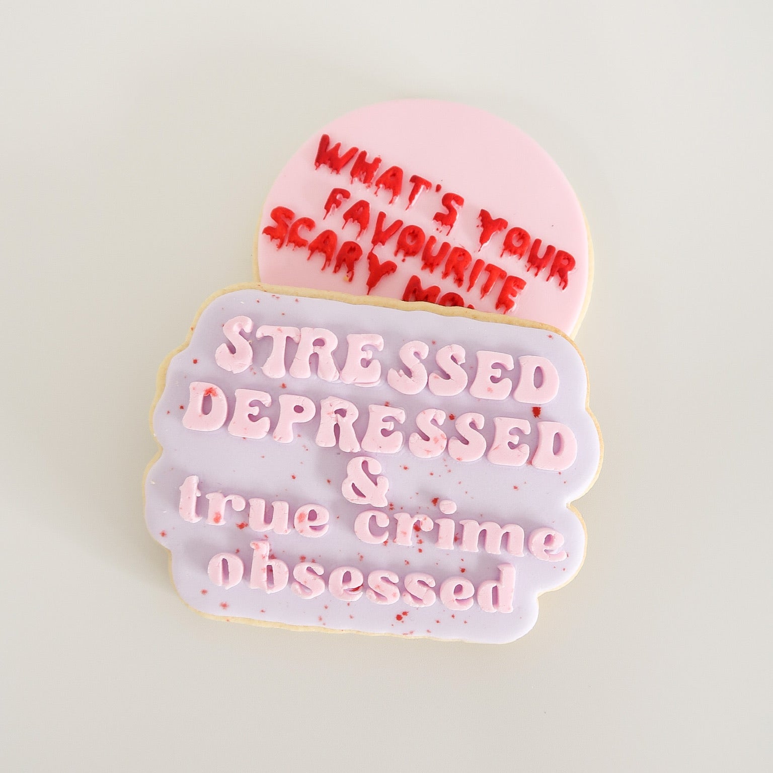Stressed depressed and true crime obsessed stamp and cutter