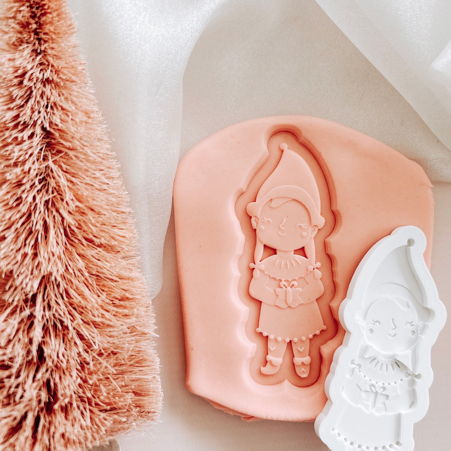 Scandi Christmas- little girl with gift stamp and cutter