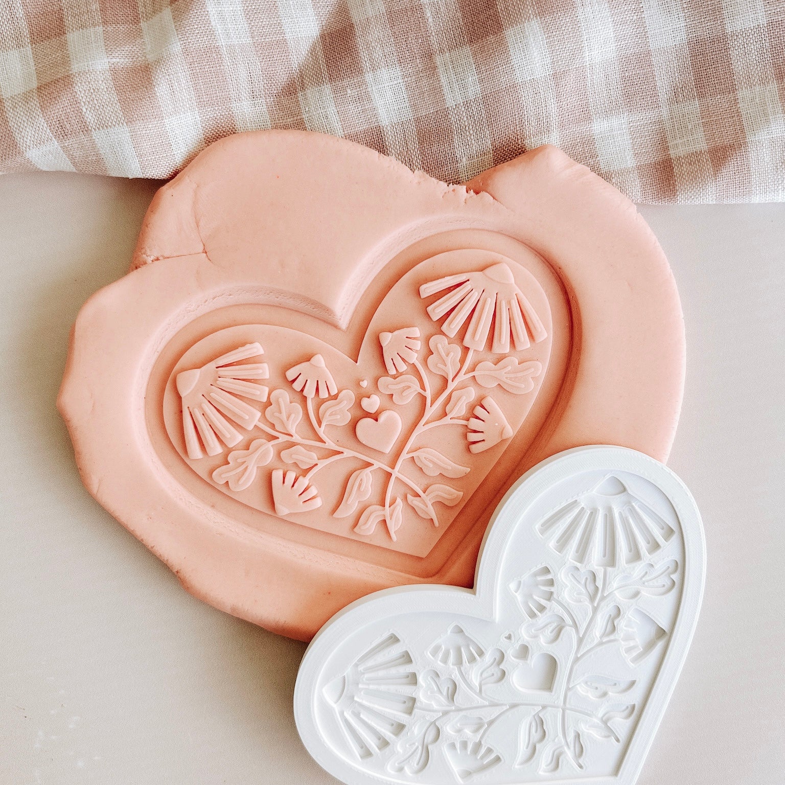 Abstract floral hearts set of two debossers and cutters
