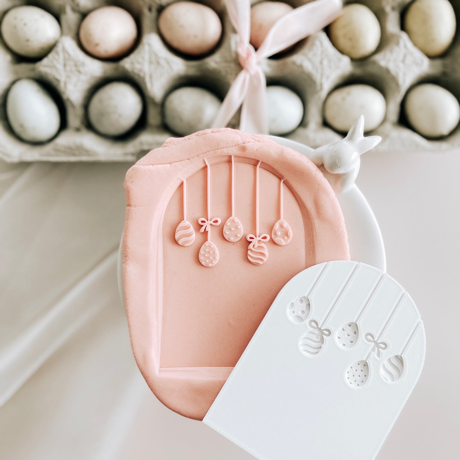 Elegant Easter egg arch debosser and cutter