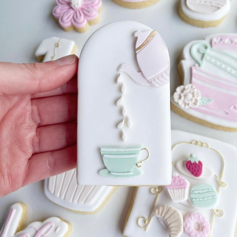 Pouring teapot arch debosser and cutter