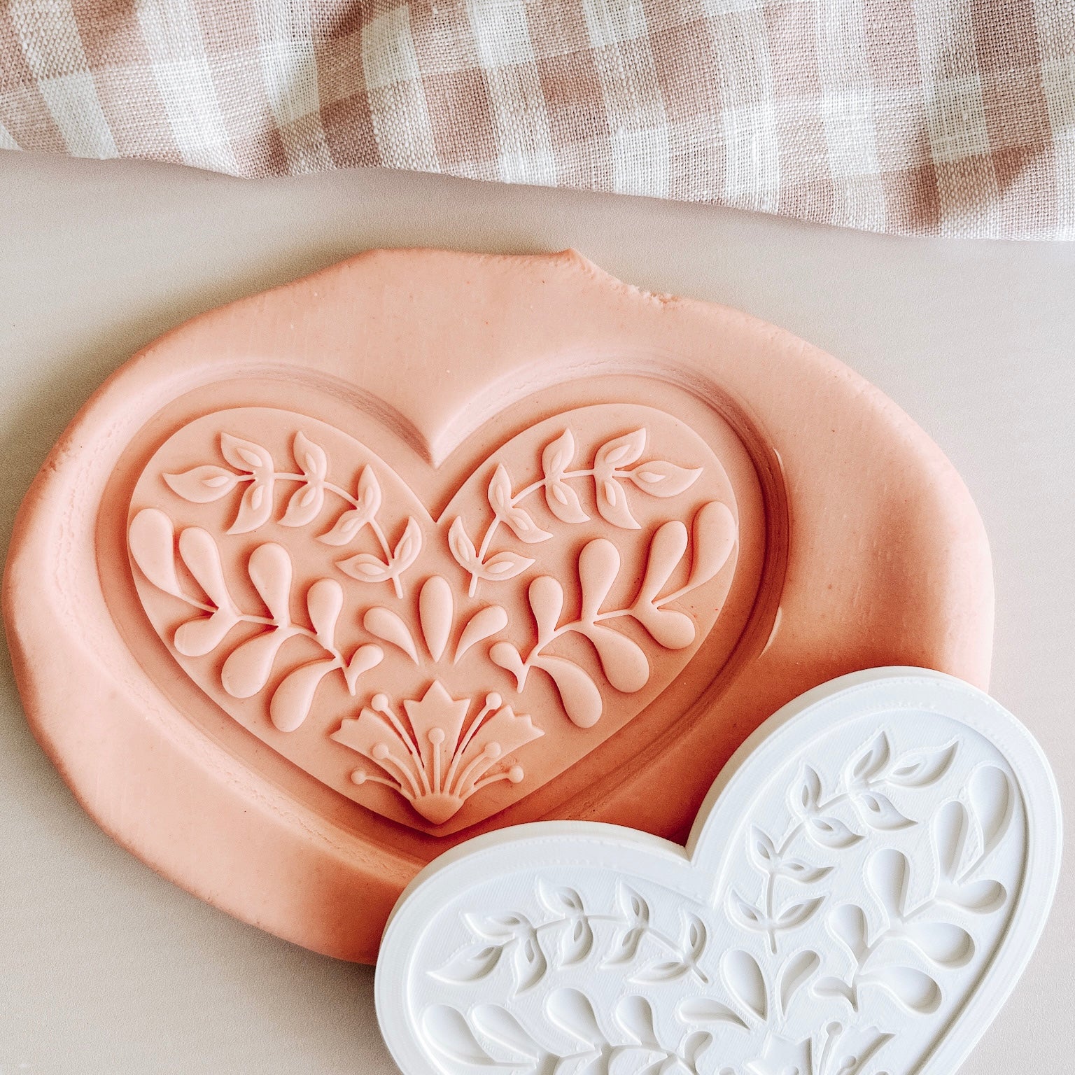 Abstract floral hearts set of two debossers and cutters