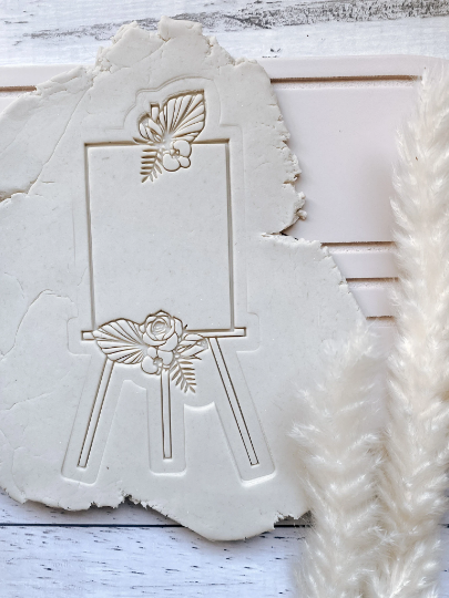 Easel/ Floral welcome sign stamp and cutter