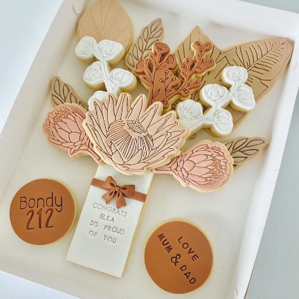 Large floral cookie stamp and cutters set of 5