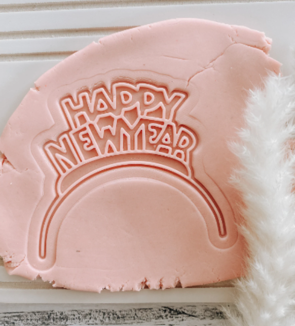 Happy New Years Headband Cookie stamp and cutter