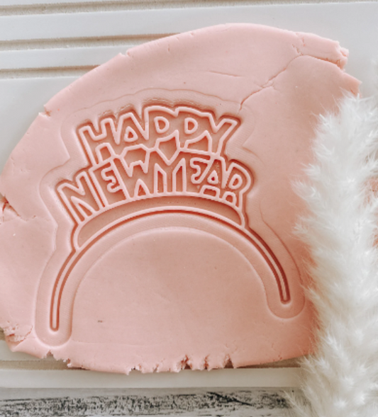 Happy New Years Headband Cookie stamp and cutter