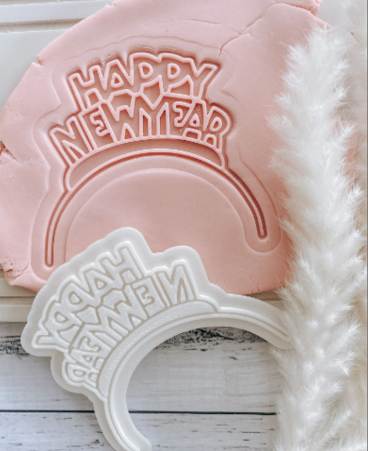 Happy New Years Headband Cookie stamp and cutter