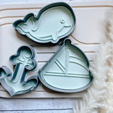 Sailing set of 3- Anchor, Yacht and whale Embossers and Cutters