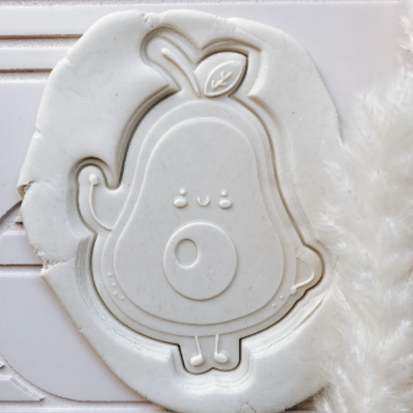 Baby avocado debosser cookie stamp and cutter
