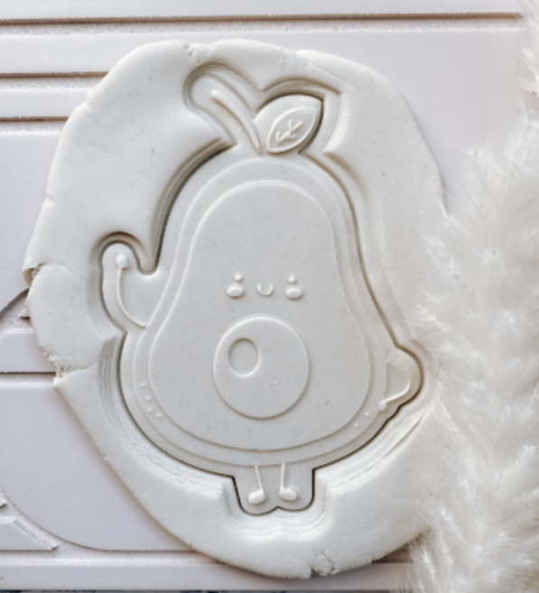 Baby avocado debosser cookie stamp and cutter