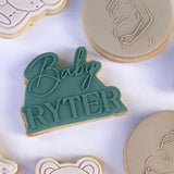 Personalised baby cookie debosser with matching cutter