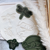 Animals set of three stamps and cutters