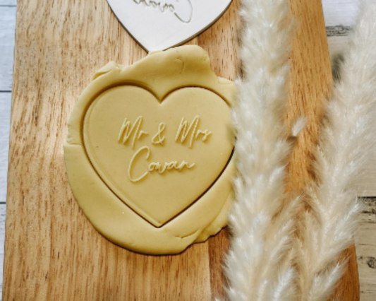 Heart Wedding Debosser Cookie Stamp Personalised