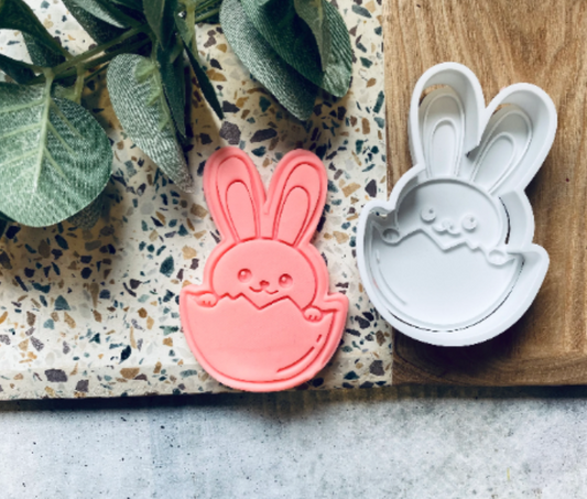 Easter Bunny In Egg Cookie Stamp and Cutter