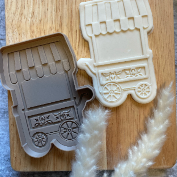 Flower Cart Cookie Embosser and Cutter Cookie Stamp