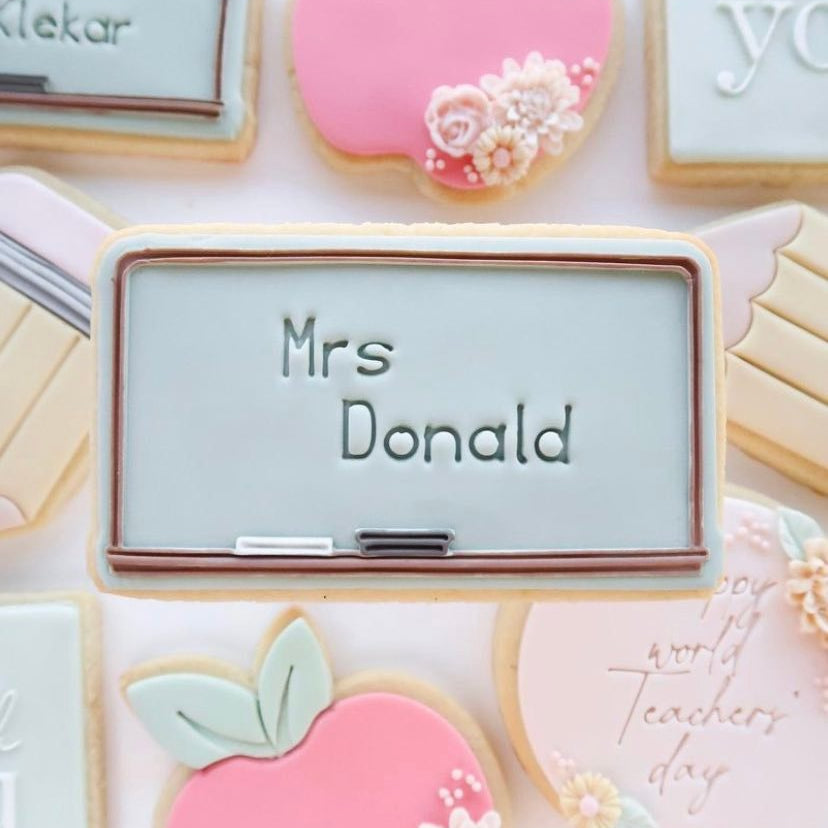 Chalkboard stamp and cutter