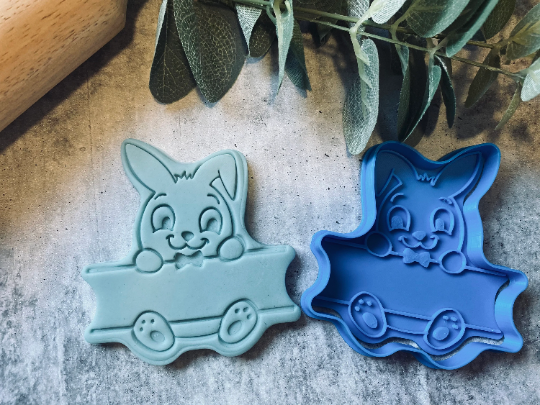 Easter Bunny Name Tag Cookie Stamp Cookie Embosser and cutter