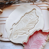 Detailed feather debosser cookie stamp and cutter