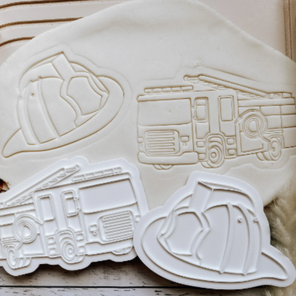Firefighters Truck and Hat Cookie Embosser and Cutters