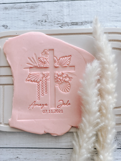 Personalised floral cross