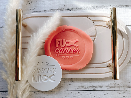 FU Cancer cookie embosser round