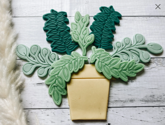 Greenery and Pot Bouquet Mother’s Day Flower Cookie Embossers