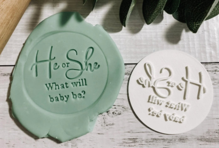 He or she Gender Reveal Cookie Embosser