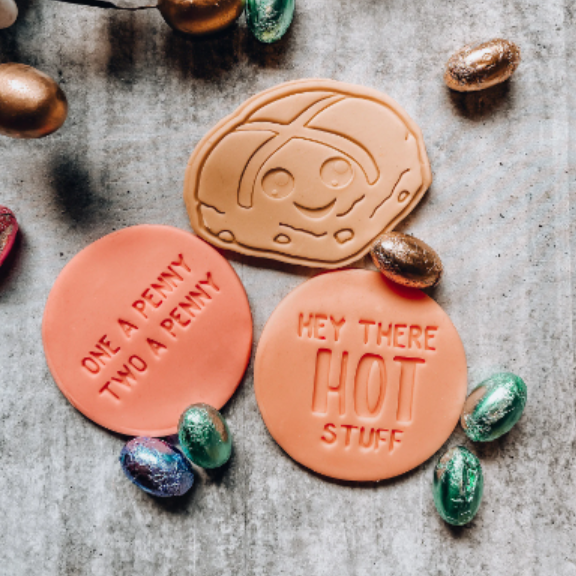 Hot cross bun set of three stamps and cutters